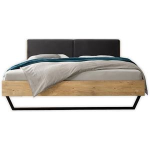 KEKE Modern massief houten bed 180x200 - comfortabel balkenbed van massief sparrenhout met metalen glijders - 186 x 97 x 215 cm (B/H/D)