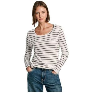 Pepe Jeansvoor vrouwen. PL505937 T-shirt Finna wit (L), Casual, Katoen, Lange mouwen, Duurzaam