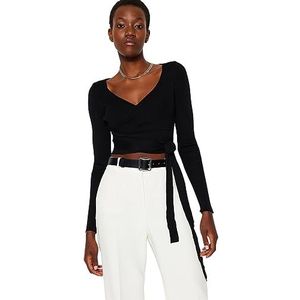 Trendyol Dames rechte lange mouwen getailleerde sweater, zwart, L