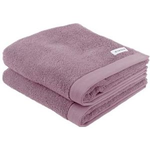 TOM TAILOR handdoek, set van 2, 50 x 100 cm, 100% katoen/badstof, met hanger en label met logo, kleur Bath Towel paars (Cozy Mauve)