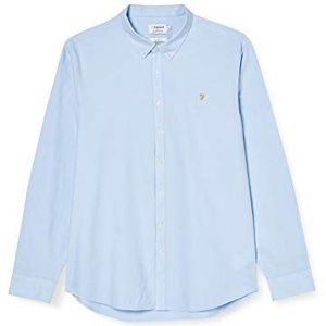 Farah Geruit overhemd voor heren met lange mouwen en kraag, Hemelsblauw, XL