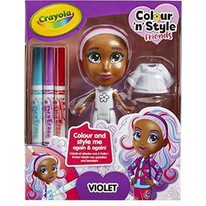 Goliath Colour ‘N’ Style Friends Violet, Pop voor Kinderen Vanaf 3 Jaar, Teken en Versier je Eigen Pop, Meisjesspeelgoed geschikt als Cadeau