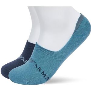 Emporio Armani Casual katoenen 3-Pack Footie Sokken, MARINE/NAAKT/AVIO (MARINEBLUE), Small-Medium