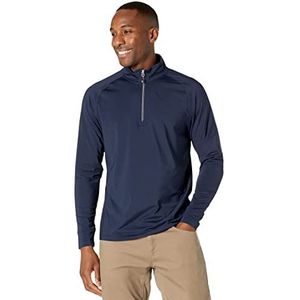 Cutter & Buck mens Long Sleeve Adapt Eco Knit Quarter Zip Pullover Shirt, Navy Blue, Large US