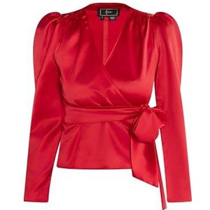 carato dames wikkelblouse, rood, XS