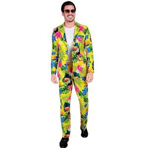 Widmann - Kostuum party fashion pak, tropisch patroon, jas en broek, neon, Hawaii, paradijsvogel, showma's