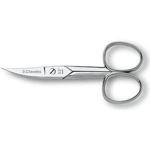 3 Claveles - Nagelschaar, gebogen nagelschaar, 9 cm - 8,9 cm, koolstofstaal, vernikkeld, voor vinger- en teennagels