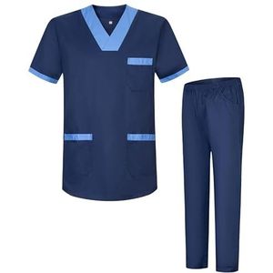MISEMIYA - 2-817-8312, pak en broek voor sanitair, uniseks, medische uniformen, pak van 2 stuks, blauw 8171-8, L