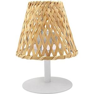 IBIZA Draadloze Tafellamp Natuurlijke Bamboe LED Warm Wit/Wit Dimbaar H26cm