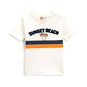 Koton Babyboy bedrukt T-shirt met korte mouwen, applicatiedetail, ronde hals, ecru(002), 9-12 Maanden