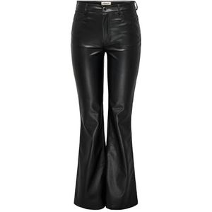 Only Onlalexis Hw Faux Lea Flared Pant Pnt, zwart, XS / 32L