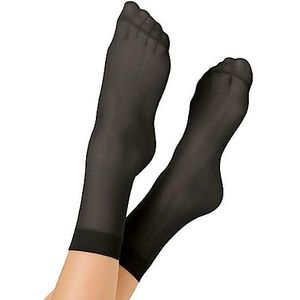 Nur Die Sokken 30 DEN semi-ondoorzichtige transparante nylon sokken met comfortabele band onzichtbaar matte look dames, zwart, Eén Maat