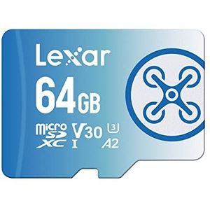 Lexar Fly 64GB Micro SD Kaart, microSDXC UHS-I Geheugenkaart, Tot 160 MB/s Lezen, voor DJI Drone, Action Camera, Smartphone en Tablet (LMSFLYX064G-BNNAA)