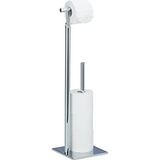 Relaxdays toiletrolhouder staand - metaal - reserverolhouder - wc-rolhouder zonder boren
