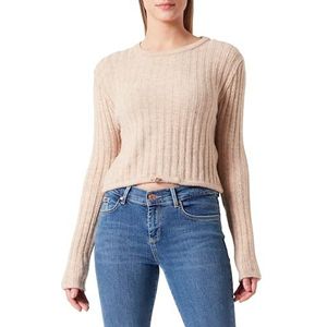Trendyol Regular sweater voor dames, rechte lange mouwen, camel, L