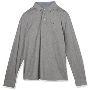 Hackett London Heren Alcantara TRM JSY LS Polo Shirt, Light Grey Marl, XS