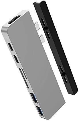 Hyper USB C-hub, beste adapter voor Mac USB-C Dual Hub voor MacBook Pro 2019 2018-2016 13"" 15"" 16"" en MacBook Air, 7in2: 100W PD, USBC 40 Gbit/s Data, microSD/SD-kaartlezer, 2 x USB 3.1