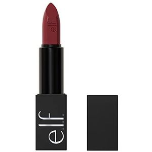 e.l.f. O Face Satin Lipstick, rijk gepigmenteerd, voedende, langhoudende en romige lipstick, verrijkt met jojoba, veganistisch en dierproefvrij, Shameless