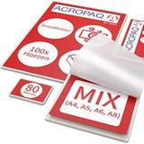 ACROPAQ lamineerhoezen mix-pakket 80 micron (20xA4, 20xA5, 20xA6, 40xA8 (visitekaartje))
