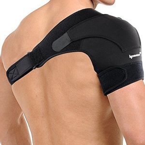 ipow Verstelbare Schouder Ondersteuning Brace voor Links/Rechts met Compressie Mouw Wraps voor Rotator Manchet Ondersteuning AC Gedepareerde Pijn Relief, S