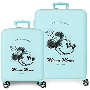 Disney Minnie You Are Magic kofferset, blauw, 55/70 cm, stijf, ABS-sluiting, geïntegreerde TSA-sluiting, 88 l, 6,8 kg, 4 dubbele wielen, handbagage, Blauw, Eén maat, kofferset