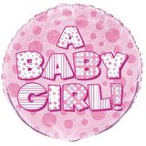 Unique Party 55533 - 45 cm folieballon in de vorm van een prisma roze voor babyshower voor meisjes