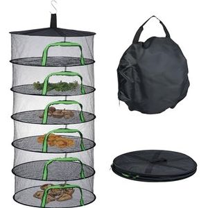 Relaxdays droognet opvouwbaar - 6 laags - 120 x 60 cm - kruiden - opbergnet met rits
