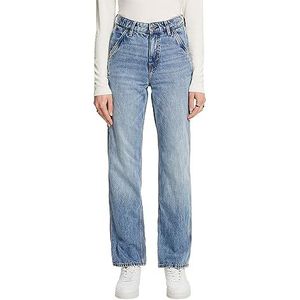 ESPRIT Gerecycled: Carpenter jeans met rechte pijpen, Blue Bleached, 30W x 34L