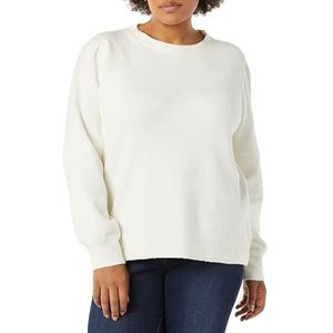 Amazon Essentials Women's Zacht aanvoelende trui met ronde hals en plooien op de schouders, Ivoor, XS