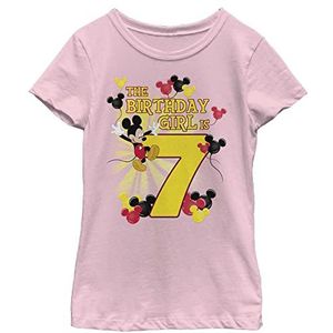 Disney Mickey Birthday Girl Is 7 T-shirt voor meisjes, lichtroze, XL