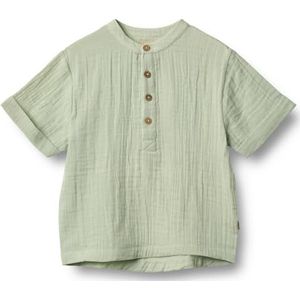 Wheat Unisex kinderen jongens S/S Svend GOTS gecertificeerd overhemd, 9440 Soft Mint, 128