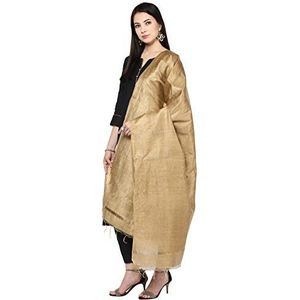 DUPATTA BAZAAR Dames goud zijde Dupatta Gratis maat, Goud, one size