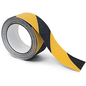 Relaxdays antisliptape 5m, voor zowel binnen als buiten, 25 mm breed, zelfklevende tape, voor trappenhuis, zwart-geel