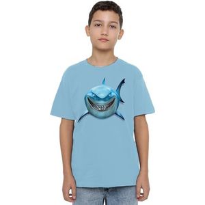 Finding Nemo Bruce Shark Smile Unisex Kids T-shirt, lichtblauw, 12-13 jaar, Lichtblauw, 12-13 jaar