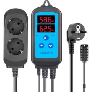 Inkbird IHC-200 Digitale Hygrometer, Vochtigheidsregelaar en met Dual Relays. voor Luchtbevochtiger en Ontvochtiger, 220V Plug-and-play voor Paddenstoelen, Serre en Terrarium