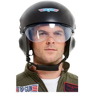 Top Gun Deluxe Helmet, Black, with Adjustable Visor & Chin Strap