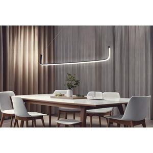 Verstelbare zwarte kroonluchter, aluminium behuizing, 102 x 10 x 4 cm, led-stopcontact, 24-36 watt, wit licht 6500 K, moderne elegantie voor thuis en op kantoor