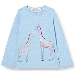 SALT AND PEPPER Meisjeshemd met lange mouwen met giraffen print en pailletten, blauw gemêleerd, normaal