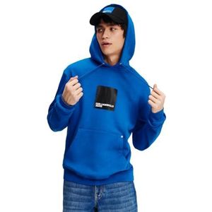 Karl Lagerfeld Jeans, Heren, Box Logo Hoodie, Regular Fit, Blauw, XL