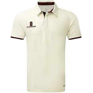 Surridge Sports Kid's Ergo Cricket Shirt met korte mouwen, Kastanjebruin, groot