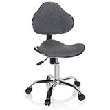 hjh OFFICE Kiddy GTI-3 634134 Bureaustoel voor kinderen, stof, donkergrijs, draaistoel ergonomisch, meegroeiend, polyester, 98 x 47 x 49 cm