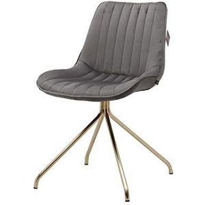 Zons 2 stoelen, Kylie van suède, voet verguld, grijs, 59,5 x 51 x 83 cm