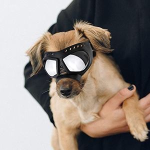 Enjoying Kleine hondenbril, anti-uv-puppyzonnebril, zachte motorbril voor huisdieren, condensvrij, winddicht, onbreekbaar, hondenbril voor kleine tot middelgrote honden, zilver