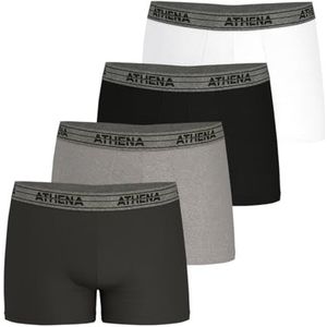 Athena - Set van 4 Boxershorts - Antraciet/Grijs/Gemêleerd/Zwart/Wit - Katoen/Elastaan