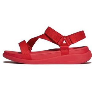 Fitflop Vrouwen F-Mode GO ADJ. Webbing Flatform Z-Strap sandalen, Rood, 8 UK, Rood, 42 EU
