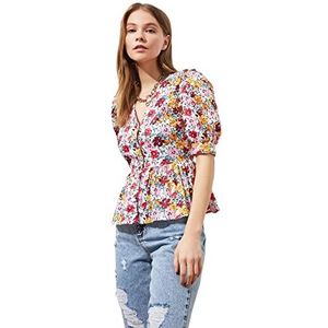 Trendyol Vrouwen Vrouw Regular Standaard V-hals Geweven Shirt, Multi-Color, 38, Meerkleurig, 64