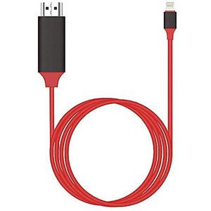[Opgewaardeerd] Lightning naar HDMI-adapter, Apple MFi-gecertificeerde 1080P HDTV-kabeladapter compatibel met iPhone, iPad digitale AV-synchronisatiescherm connector op HD TV-monitorprojector (rood)