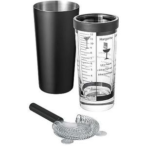 blomus -LOUNGE- Boston Shaker Set, exacte dosering door verschillende afmetingen op de beker, incl. barzeef, 500ml, kleur zwart (64291)