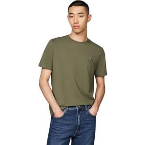 Tommy Hilfiger Heren Hilfiger Stack TEE MW0MW36500, S/S T-Shirt, Groen, XXXL, Groen (Battle Green), 3XL grote maten