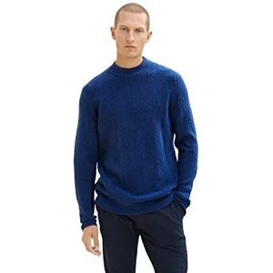 TOM TAILOR Uomini Gebreide trui met vlechtpatroon 1033661, 19168 - Hockey Blue, S